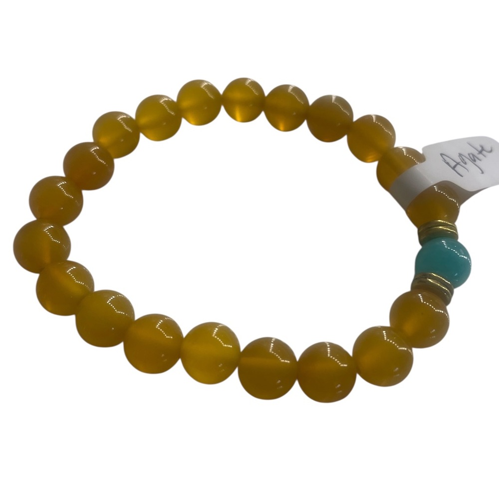 Golden Yellow agate gemstone bracelet - Picture 5 of 5